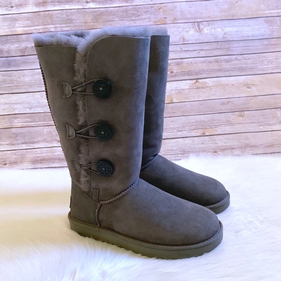 UGG Grey Bailey Button Triplet II Boots - Picture 3 of 7